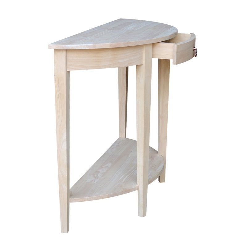 Pemberly Row Transitional Unfinished Half Moon Console Table