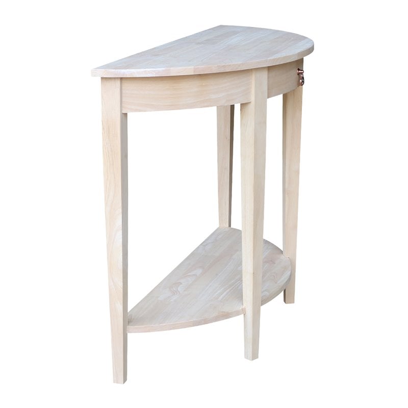 Pemberly Row Transitional Unfinished Half Moon Console Table