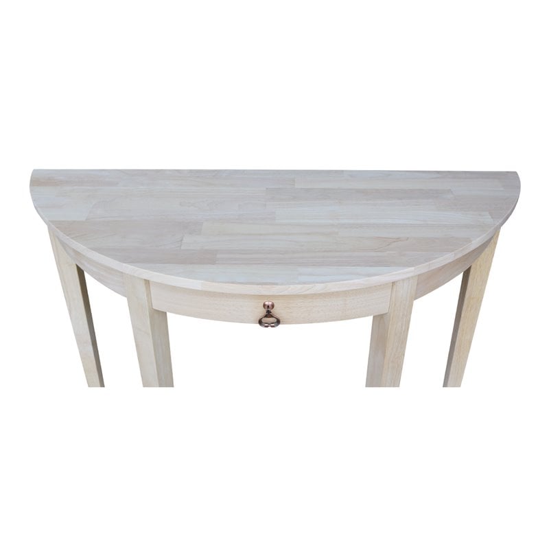Pemberly Row Transitional Unfinished Half Moon Console Table