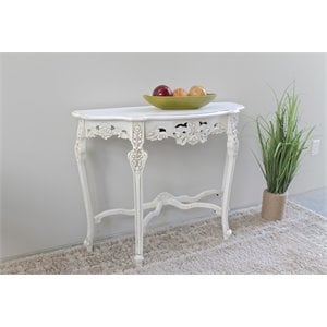 Pemberly Row Modern Wood Half Moon Wall Table in Antique White
