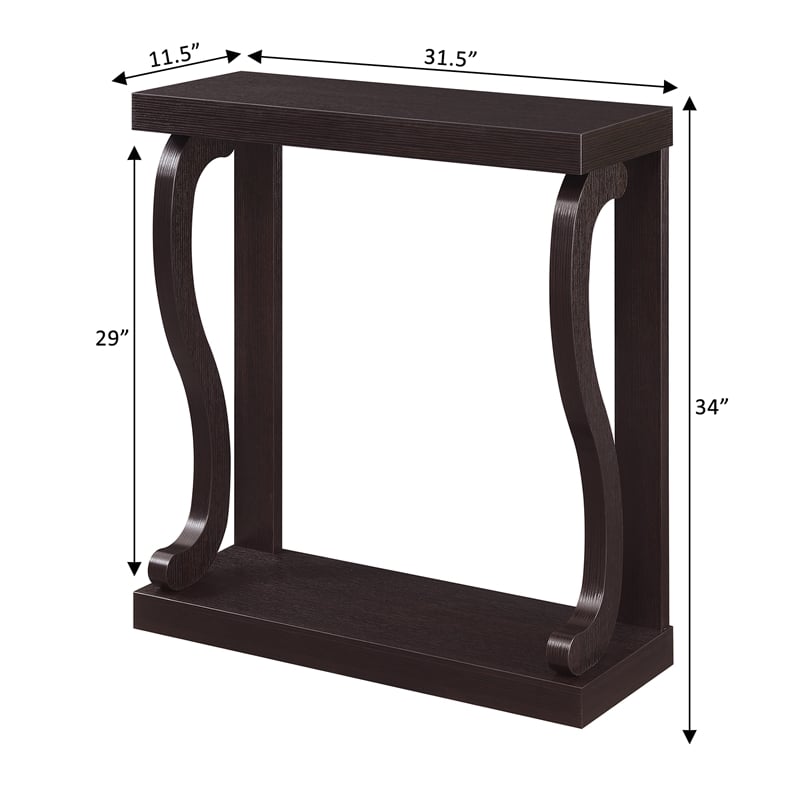 Pemberly Row Modern Console Table in Espresso Wood Finish