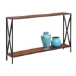 Pemberly Row Industrial Console Table in Black Metal and Cherry Wood Finish