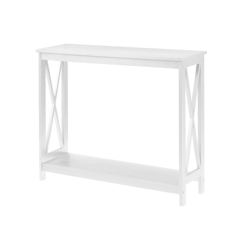 Pemberly Row Transitional Console Table in White Wood Finish