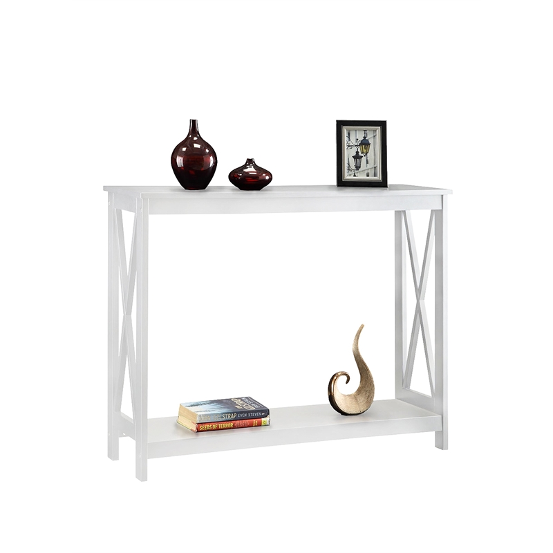 Pemberly Row Transitional Console Table in White Wood Finish