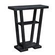 Pemberly Row Transitional V Console Table in Black Wood Finish