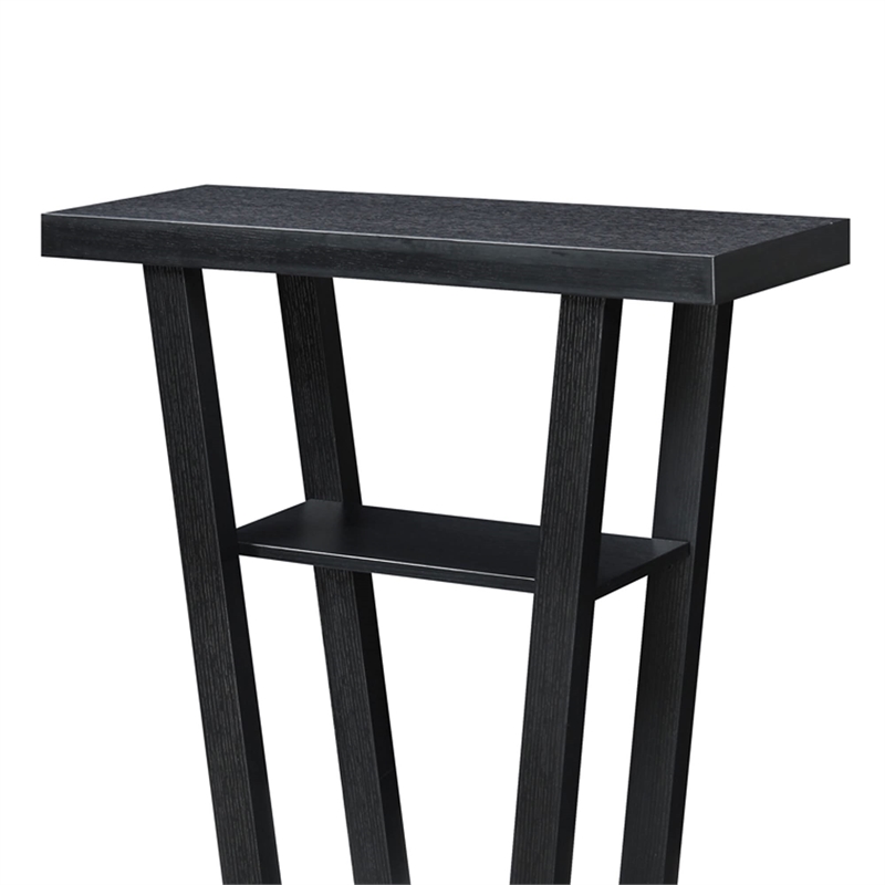 Pemberly Row Transitional V Console Table in Black Wood Finish