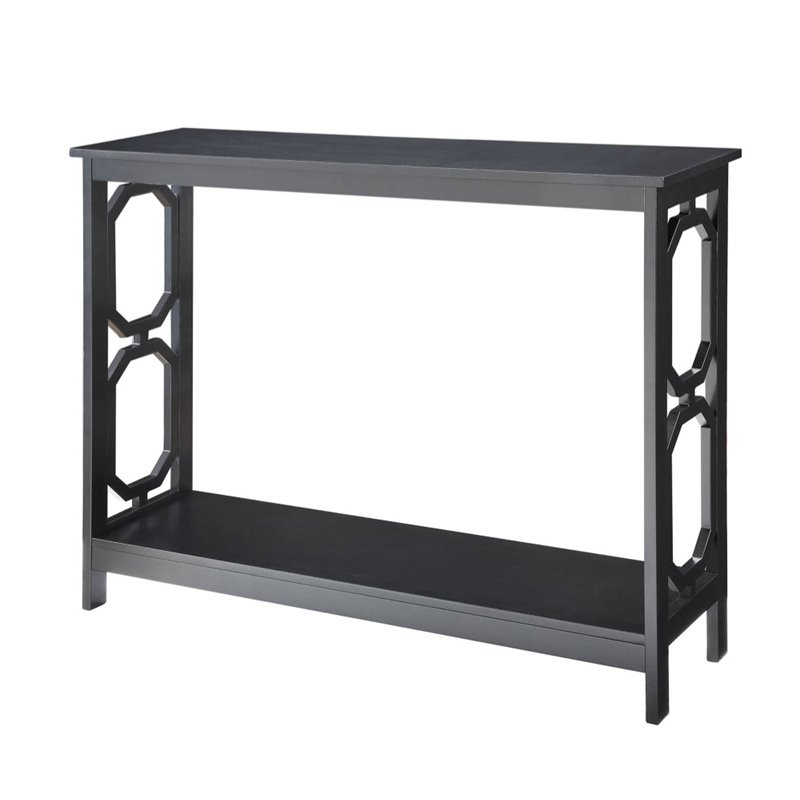 Pemberly Row Transitional Console Table in Black Wood Finish