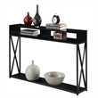 Pemberly Row Transitional Deluxe Two-Tier Console Table in Black Wood Finish