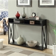 Pemberly Row Transitional Deluxe Two-Tier Console Table in Black Wood Finish