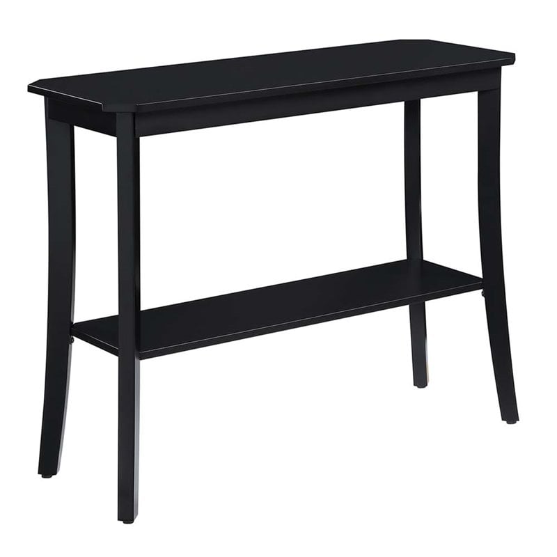 Pemberly Row Traditional Wood Console Table in Black Wood Finish