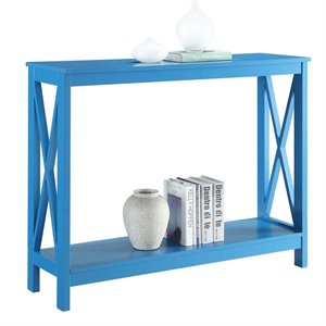 pemberly row transitional wood console table in blue wood finish