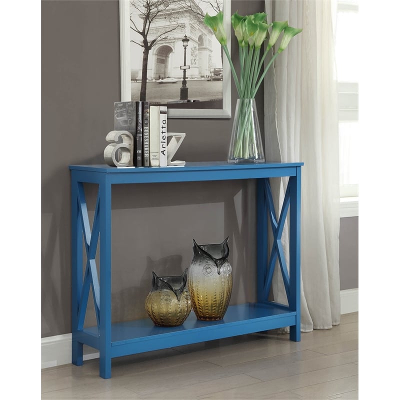 Pemberly Row Transitional Wood Console Table in Blue Wood Finish