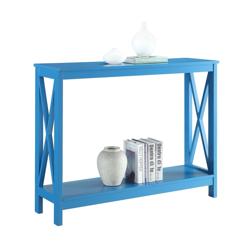 Pemberly Row Transitional Wood Console Table in Blue Wood Finish