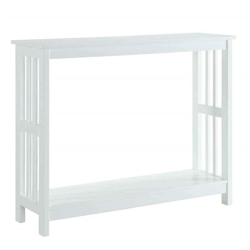 Pemberly Row Traditional Mission Console Table in White Wood Finish