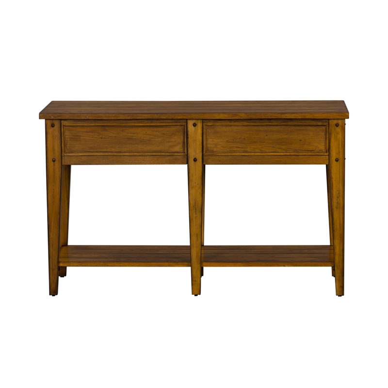 Pemberly Row Transitional Wood Sofa Table in Natural Oak