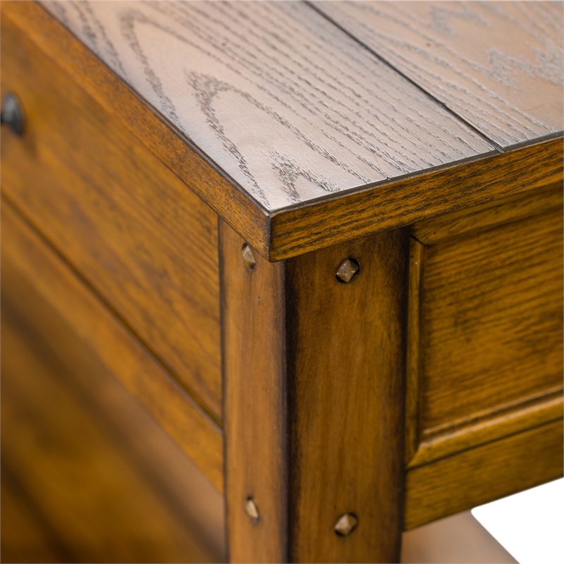 Pemberly Row Transitional Wood Sofa Table in Natural Oak