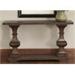 Pemberly Row Contemporary Leather Sofa Table in Mahogany