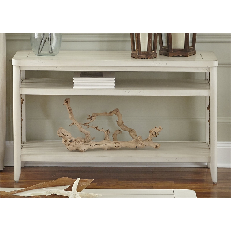 Pemberly Row Contemporary Wood Sofa Table in White