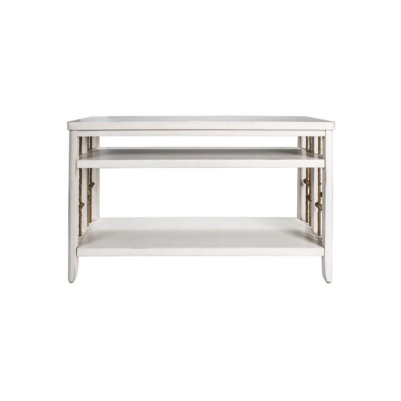 Pemberly Row Contemporary Wood Sofa Table in White