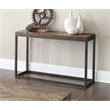 Pemberly Row Modern Console Table in Distressed Brown Wood with Nickel base