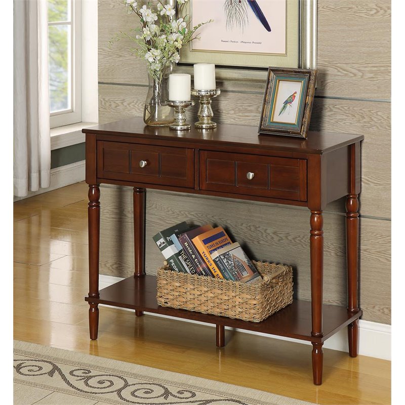 Pemberly Row Traditional TwoDrawer Hall Table in Espresso Wood Cymax