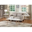 Pemberly Row Mid Century Console Table in White and Natural Wood Finish