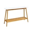 Pemberly Row Mid Century Console Table in White and Natural Wood Finish