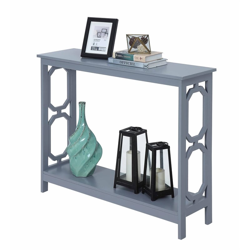 Pemberly Row Contemporary Console Table in Gray Wood Finish