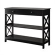 Pemberly Row Transitional Console Table with Drawer in Black Wood Finish