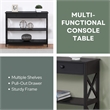 Pemberly Row Transitional Console Table with Drawer in Black Wood Finish