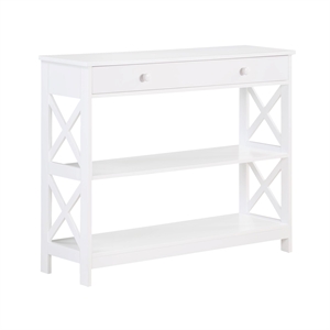 Pemberly Row Transitional Console Table with Drawer in White Wood Finish