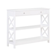 Pemberly Row Transitional Console Table with Drawer in White Wood Finish