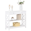 Pemberly Row Transitional Console Table with Drawer in White Wood Finish