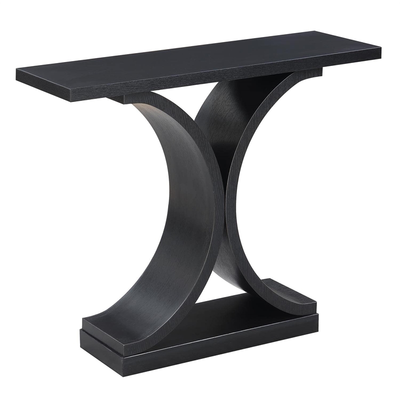 Pemberly Row Modern Console Table in Black Wood Finish