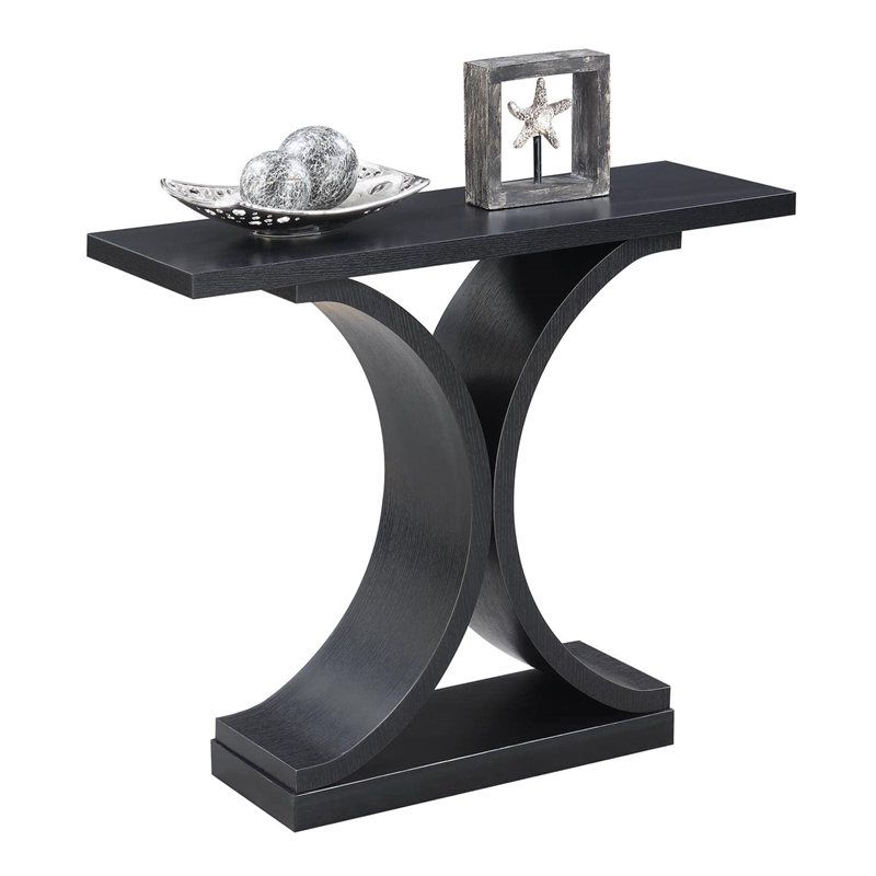 Pemberly Row Modern Console Table in Black Wood Finish