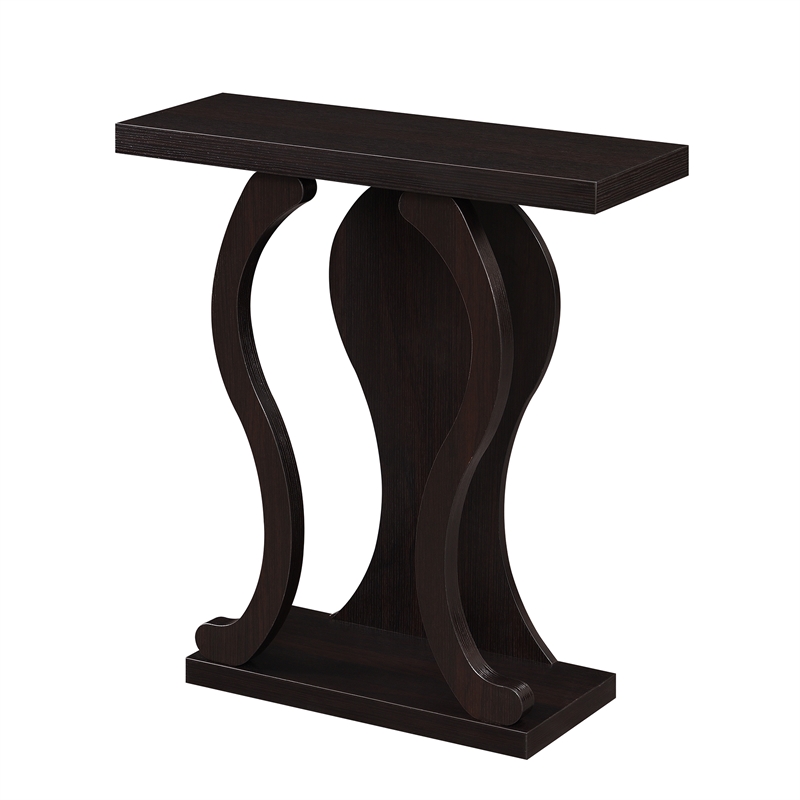 Pemberly Row Contemporary Console Table in Espresso Wood Finish