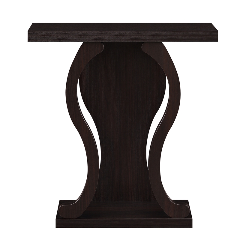 Pemberly Row Contemporary Console Table in Espresso Wood Finish