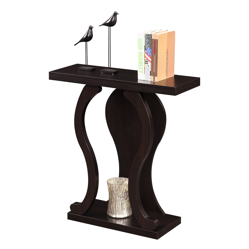 Pemberly Row Contemporary Console Table in Espresso Wood Finish