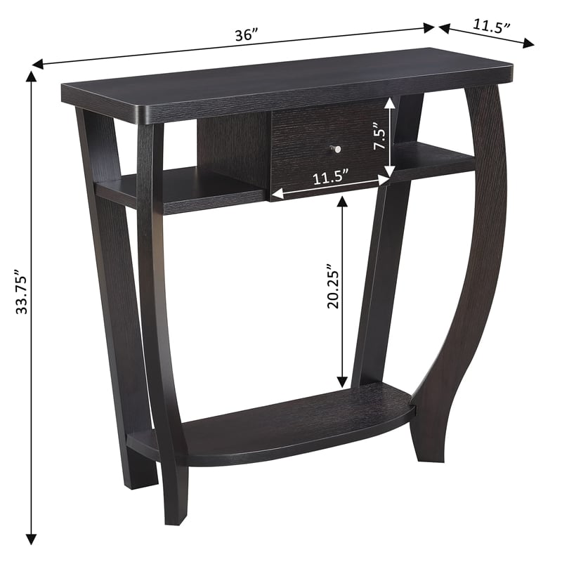 Pemberly Row Modern Console Table in Espresso Wood Finish