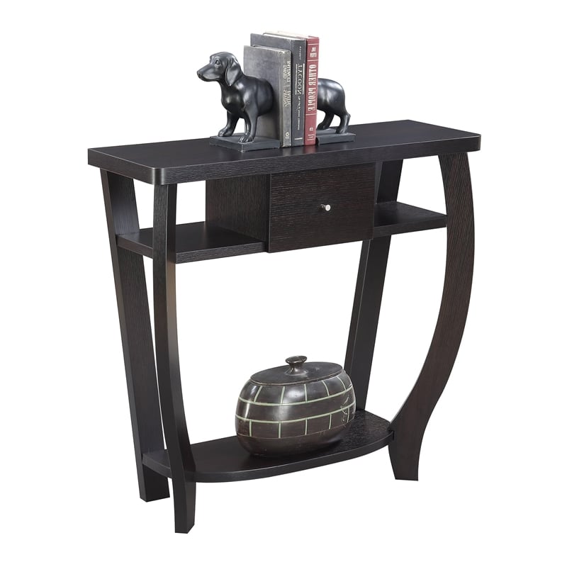 Pemberly Row Modern Console Table in Espresso Wood Finish