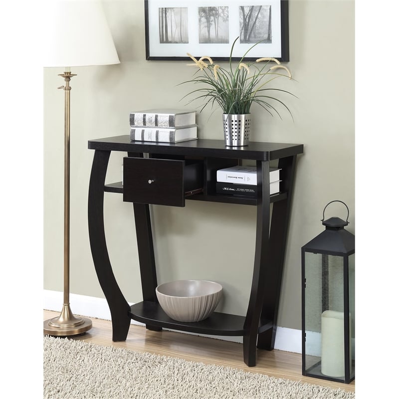 Pemberly Row Modern Console Table in Espresso Wood Finish
