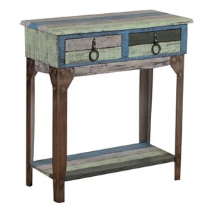 pemberly row transitional small wood console table in blue