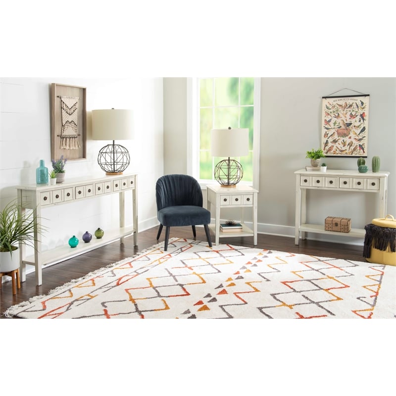 Pemberly Row Transitional Wood Console Table in Cream