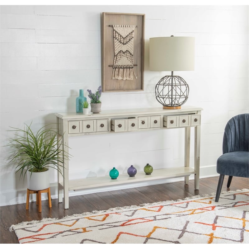 Pemberly Row Transitional Wood Console Table in Cream