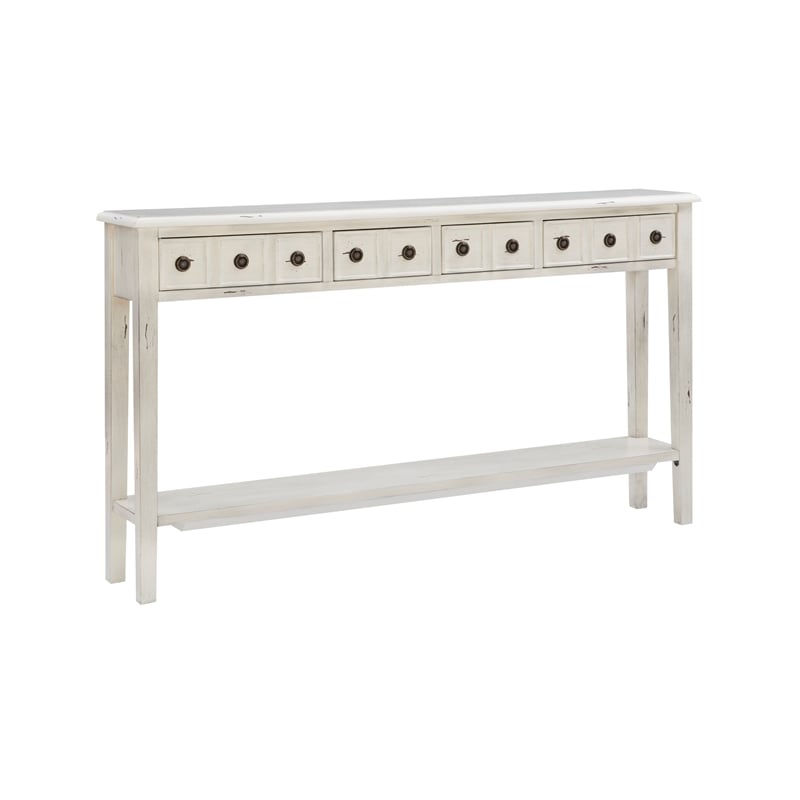 Pemberly Row Transitional Wood Console Table in Cream