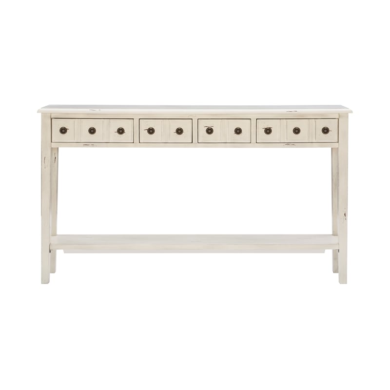 Pemberly Row Transitional Wood Console Table in Cream