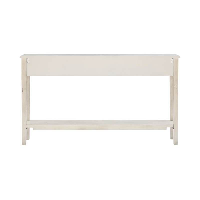 Pemberly Row Transitional Wood Console Table in Cream