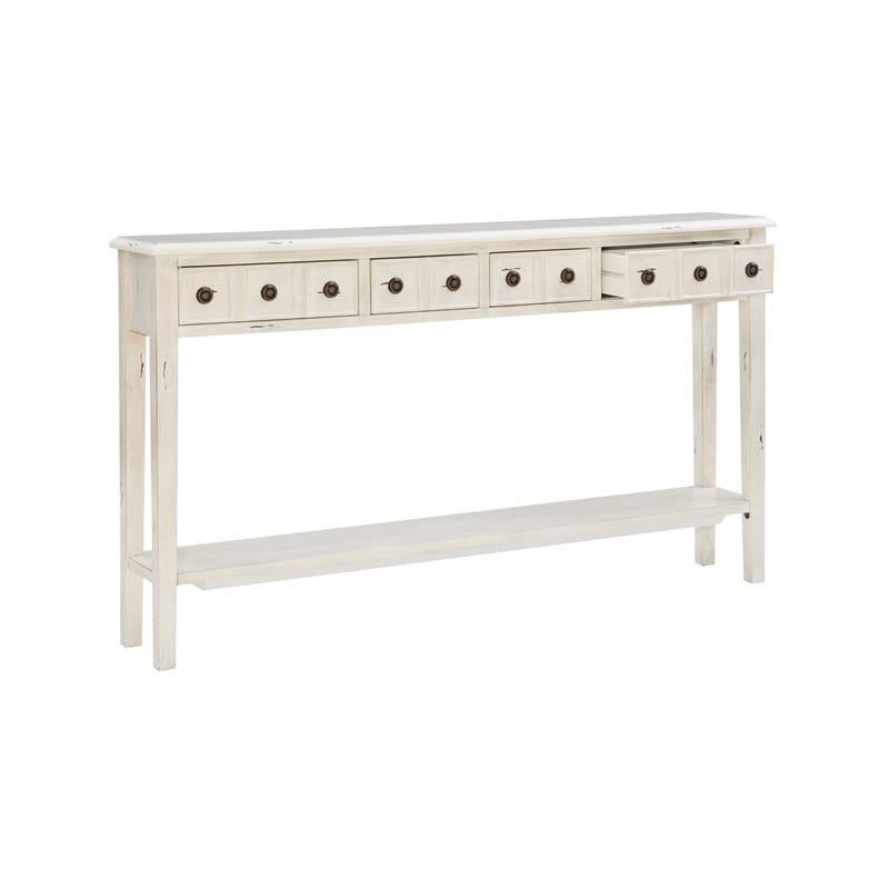 Pemberly Row Transitional Wood Console Table in Cream