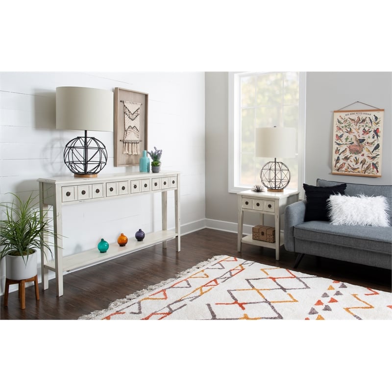 Pemberly Row Transitional Wood Console Table in Cream