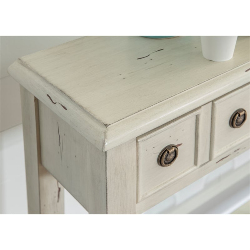 Pemberly Row Transitional Wood Console Table in Cream